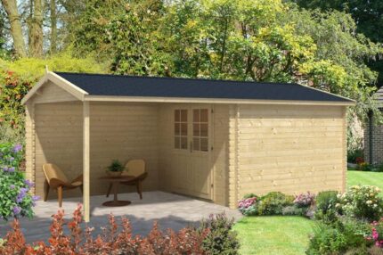 Abri de jardin Ruben-28 Alpholz, 6x3.5m dim. ext. (cas échéant incl. débord de toit) imprégné, épaisseur paroi : 28mm, 20,7m² totale