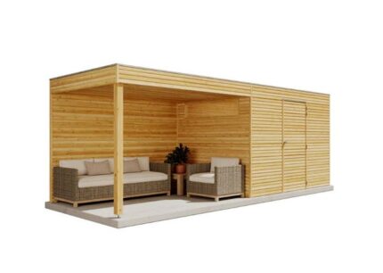 Cabane à outils QB (toit en option) Alpholz, 5.9x2.1m dim. ext. (cas échéant incl. débord de toit) imprégné en autoclave, 28mm, 12,5m² totale