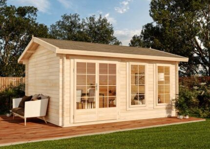 Abri de jardin Valencia-40 XL Alpholz, 5.2x4.2m dim. ext. (cas échéant incl. débord de toit) naturel, 40mm, 21,8m² superficie totale