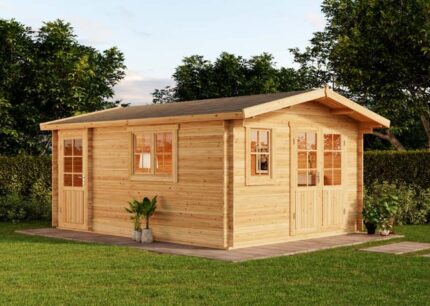 Abri de jardin Jennifer-28 Alpholz, 4x5.5m dim. ext. (cas échéant incl. débord de toit) imprégné, épaisseur paroi : 28mm, 22m² totale