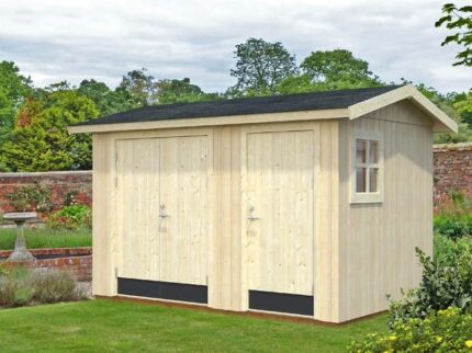 Abri de jardin Olaf 6,6 m² Palmako, 3.9x2.6m dim. ext. (cas échéant incl. débord de toit) naturel, épaisseur paroi : 88mm, 10,3m² totale