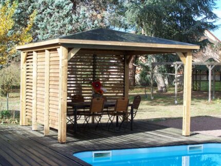 Tonnelle pour terrasse ou balcon Thb 3535.vv, bois marron, 14.36 m²