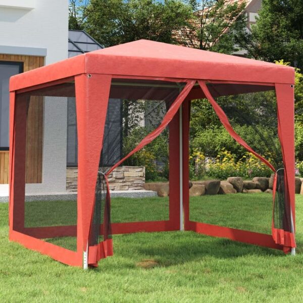 Maison Exclusive - Tente de fête avec 4 parois latérales en maille Rouge 2.5x2.5 m