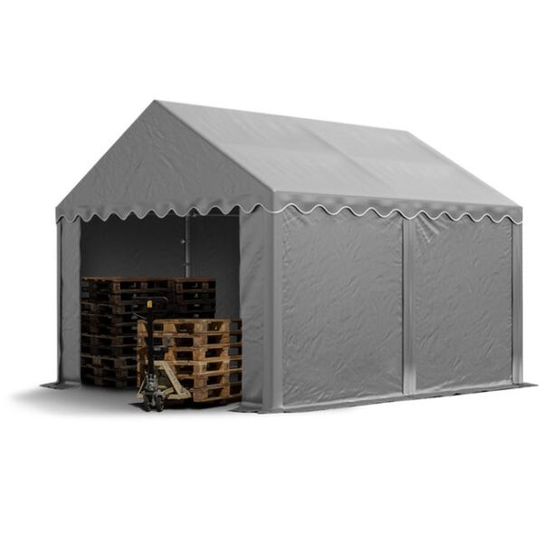 TOOLPORT Tente de stockage 3x4 m Hangar de stockage Abri tente de garage Bâche PVC 700 N étanche à l'eau en gris