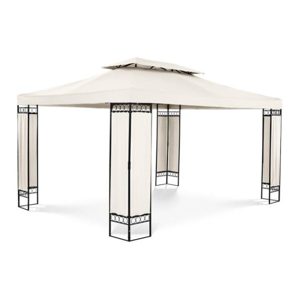 Pergola pavillon barnum tonnelle tente abri gazebo de jardin terrasse beige 3 x 4 m 160 g/m² 14_0002763