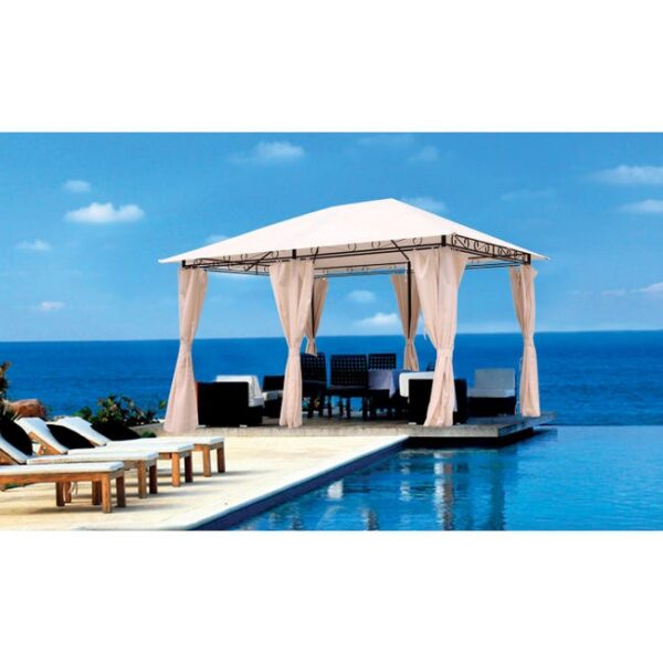 Tonnelle De Jardin Avec Rideaux Sofia - L. 400 X L. 300 Cm - Blanc Crème