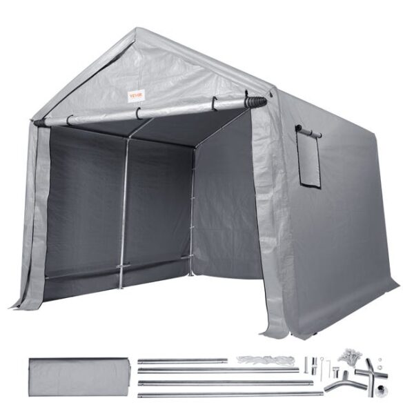 VEVOR Abri de Jardin, Tente de Rangement Garage Extérieur 304,8x304,8x259,1 cm Toutes Saisons Porte à Fermeture Éclair Enroulable, Fenêtres Ventilées