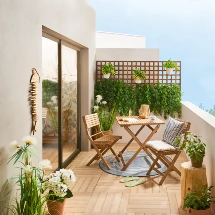 Salon de jardin beige Solis origami NATERIAL, 2 personnes