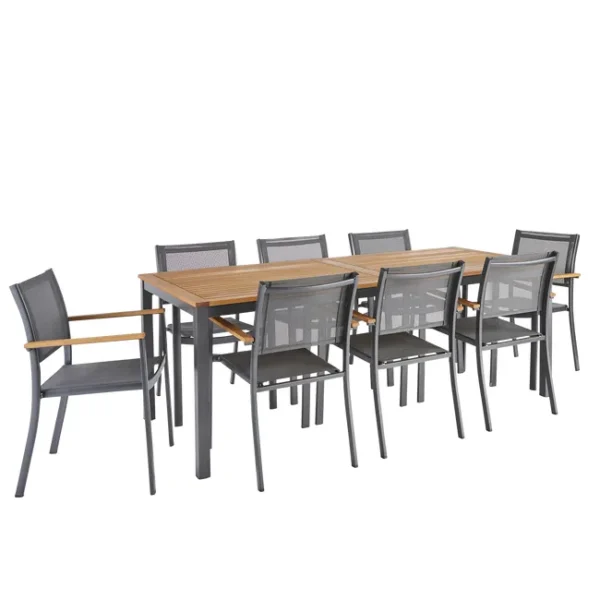 Salon de jardin aluminium gris anthracite Oris fix NATERIAL 8 personnes