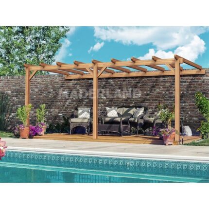 Pergola adossée en bois brut Palma 5x4m 20m2