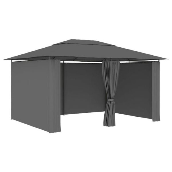 The Living Store - Tonnelle de jardin avec rideaux 4 x 3 m Anthracite