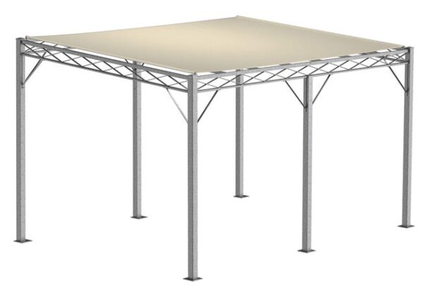 ELEO Sicilia pergola moderne résistante à l'hiver | Avec voile d'ombrage | rectangulaire galvanisé à chaud 3 x 4 m | Tonnelle pour votre terrasse