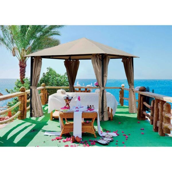 Tonnelle à 4 rideaux - Taupe - 3x3m - Polyester