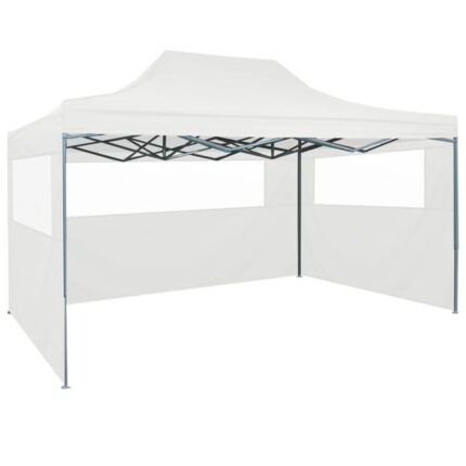 The Living Store - Tente de réception pliable avec 3 parois 3x4 m Acier Blanc