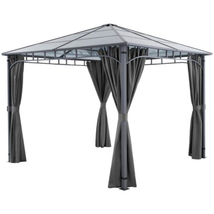TECTAKE Pavillon de jardin avec cadre en aluminium, laqué époxy résistant aux intempéries