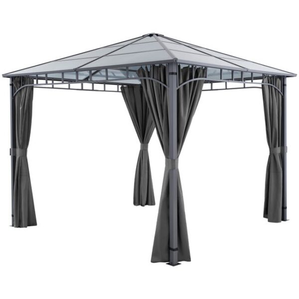TECTAKE Pavillon de jardin avec cadre en aluminium, laqué époxy résistant aux intempéries
