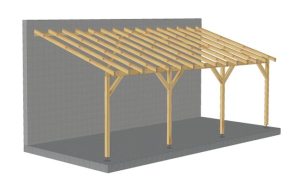 Toit de terrasse en bois adossé de 7m par 3m, avec pente, tuilable, classe 2 à peindre ou vernir