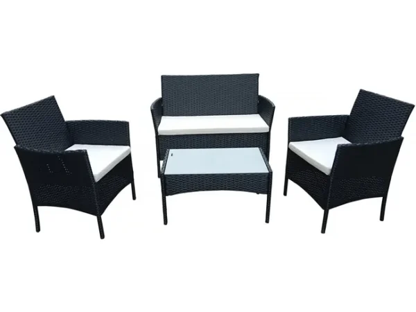 Salon de jardin bas résine "Toronto" 4 places - Noir