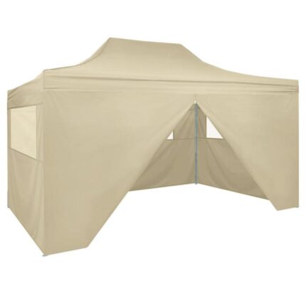 Maison Exclusive - Tente pliable avec 4 parois latéraux 3 x 4,5 m Blanc crème