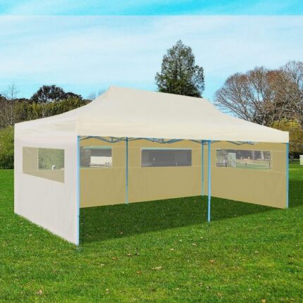 Tonnelle de jardin | Tente de réception pliable crème 3 x 6 m CFW63866