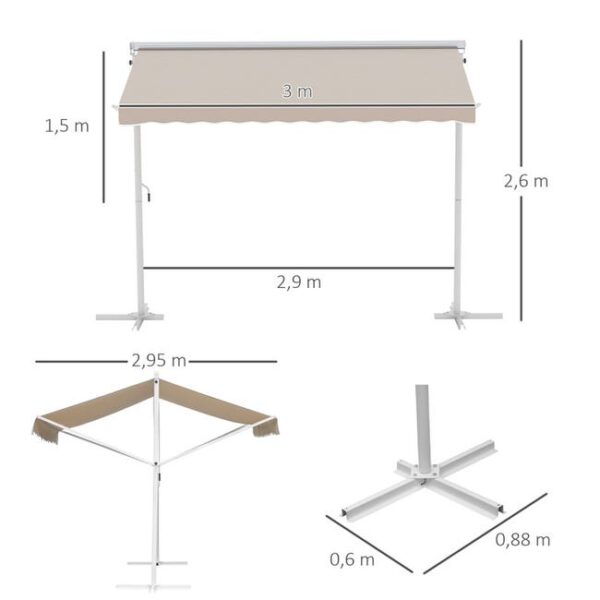 Store XXL double toit sur pieds CELESTINA beige et blanc