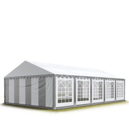 4x10 m tente de réception Barnum, PVC 700, H. 2 m, gris-blanc