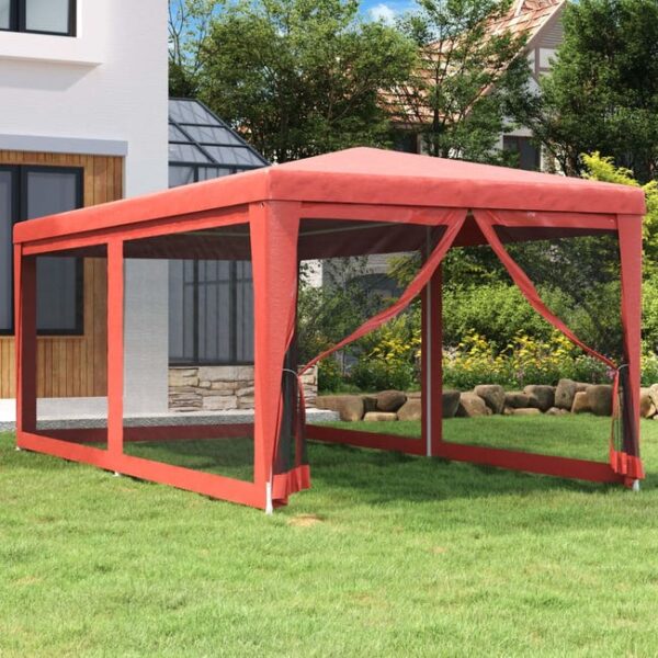 Maison Exclusive - Tente de fête avec 6 parois latérales en maille Rouge 3x6m PEHD