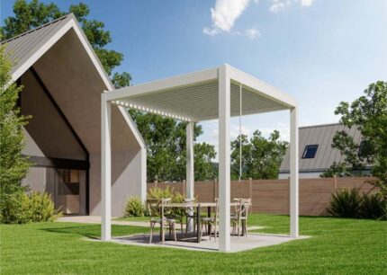 Pergola bioclimatique Huun Piano HUUN, 3x3m dim. ext. (cas échéant incl. débord de toit) revêtu par poudre, 9m² superficie totale