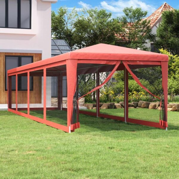 Maison Exclusive - Tente de fête 10 parois latérales en maille Rouge 3x12 m PEHD