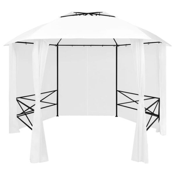 The Living Store - Chapiteau de jardin avec rideaux 360x312x265 cm Blanc 180 g/m²