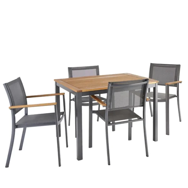 Salon de jardin aluminium gris anthracite Oris fix NATERIAL 4 personnes