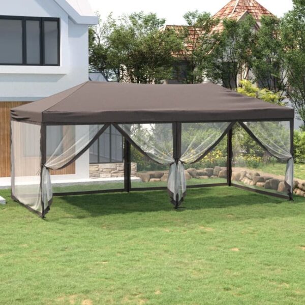 The Living Store - Tente de réception pliable avec parois Taupe 3x6 m