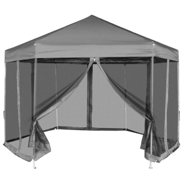 Chapiteau hexagonal avec 6 parois latérales Gris 3,6x3,1 m vidaXL