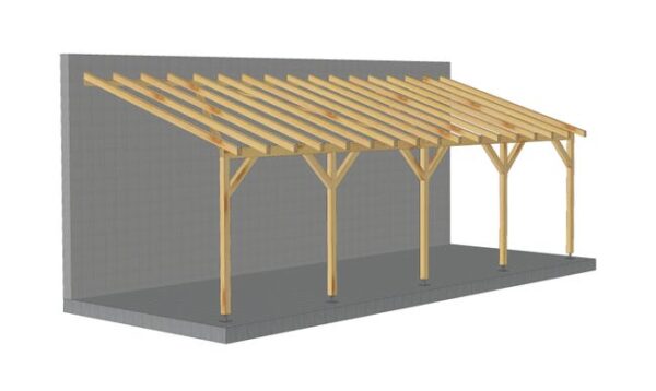 Toit de terrasse en bois adossé de 8m par 3m, avec pente, tuilable, classe 2 à peindre ou vernir