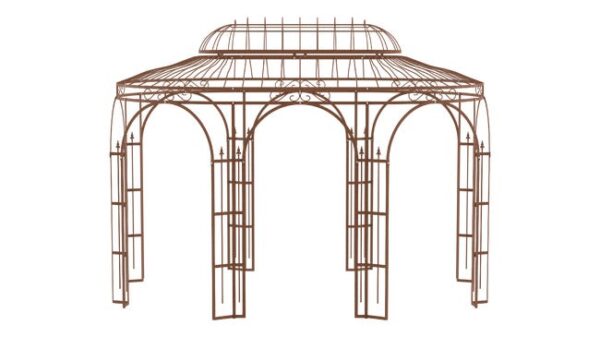 ELEO Verona gloriette luxueuse résistante à l'hiver | Tonnelle ronde non traité 4 x 2,85 m | Pavillon romantique pour roses en fer forgé