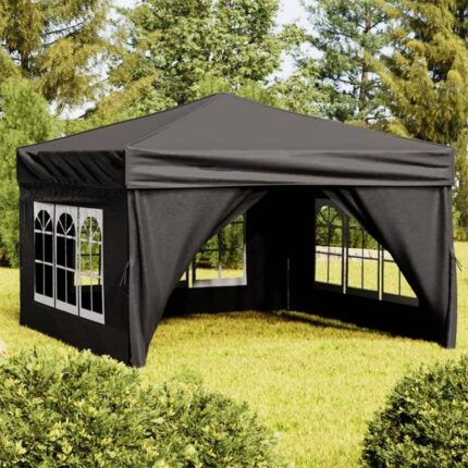 The Living Store - Tente de réception pliable avec parois Noir 3x3 m