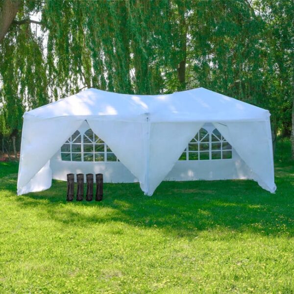 Tente Pliable 3x6m 160 g/m2 Blanche + 6 Parois