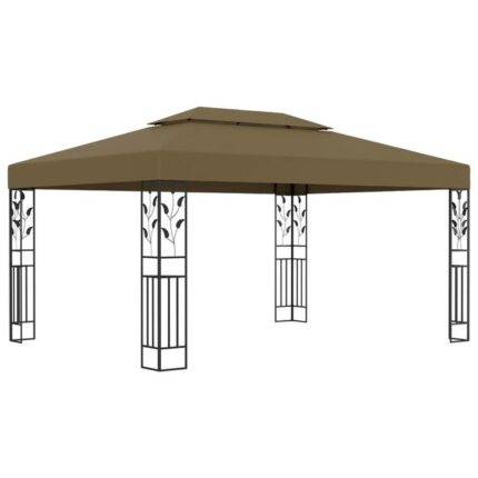 Tonnelle avec double toit 3x4 m Taupe 180 g/m² vidaXL