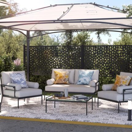 Tonnelle autoportant NATERIAL Botanica acier gris, 12 m²