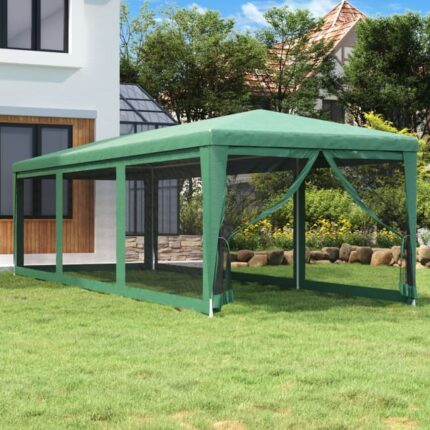 The Living Store - Tente de fête avec 8 parois latérales en maille Vert 3x9 m PEHD