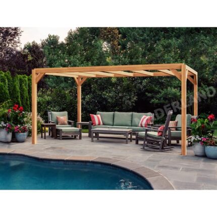 Pergola autoportée en bois brut Alicante 600x300cm 18m2