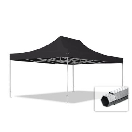 4x6 m Tonnelle Barnum Tente pliante Alu, PVC 850, anti-feu, noir