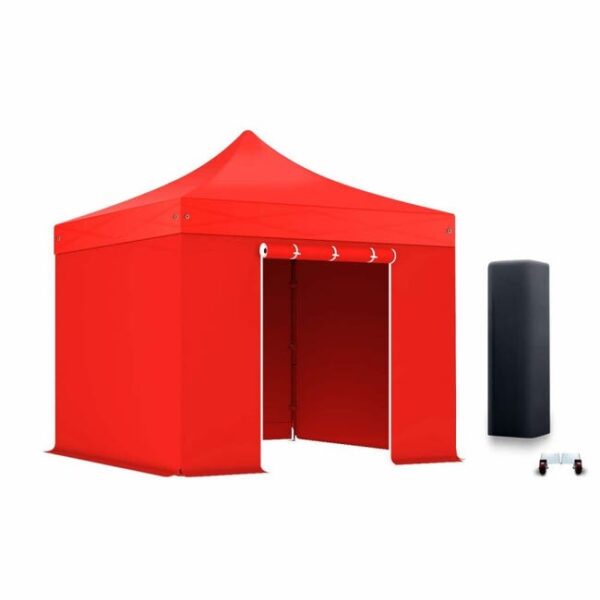 XPtent Pack Barnum, Tonnelle Professionnelle 3X3 Structure en Aluminium 45mm Toit 380g/m² Rouge + Lot de Bâches pleines et porte Rouge